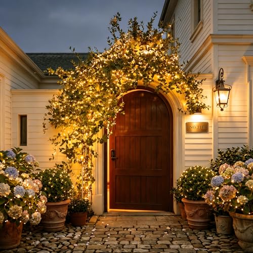 litogo [2 Stück] Solar Lichterkette Aussen, 12M 120 LED Lichterkette Außen Wasserdicht KupferDraht 8 Modus Solarlichterkette Deko für Garten, Balkon, Terrasse, Tor, Hof, Hochzeit, Party (Warmweiß) 6