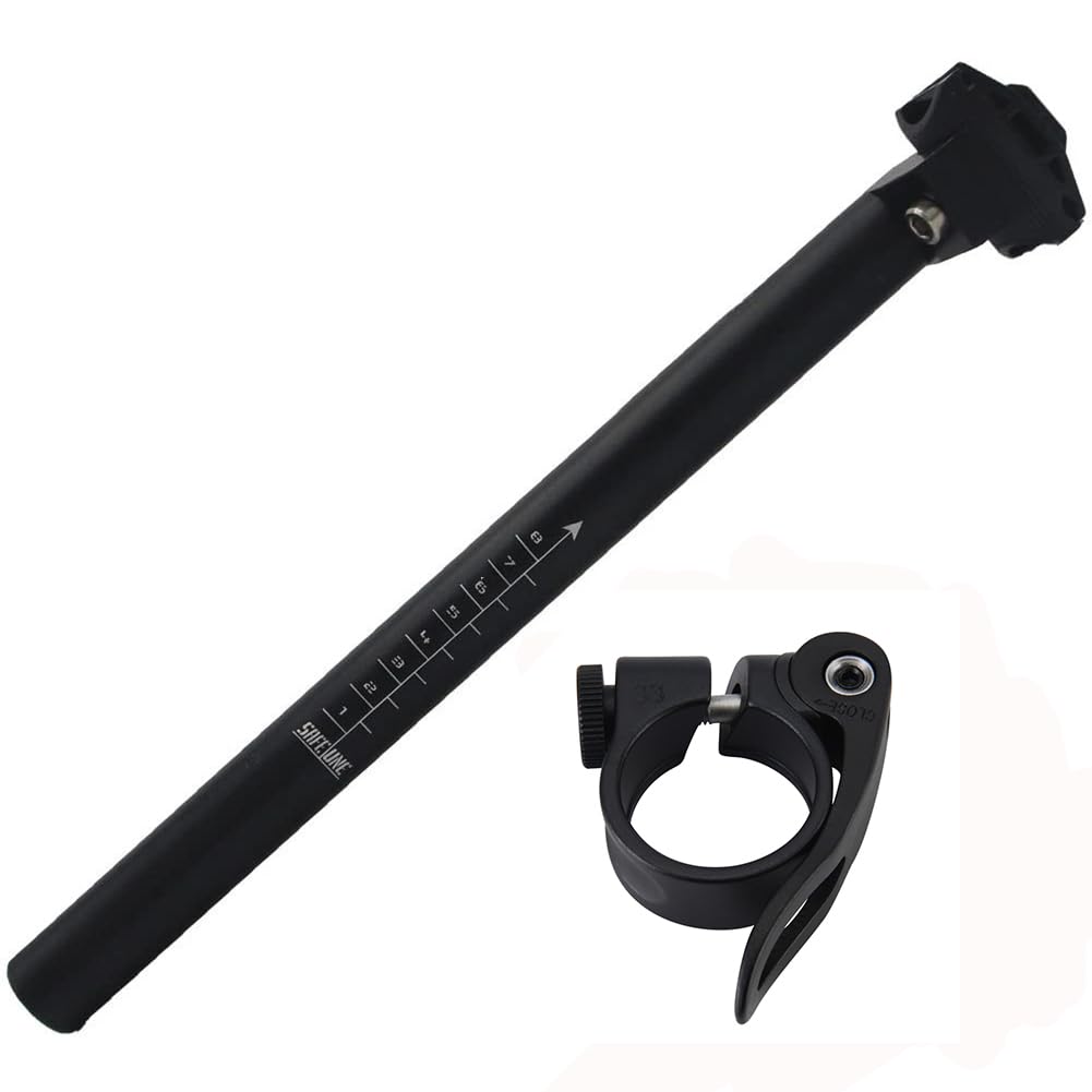 BESNIN Sattelstütze 27,2mm Sattelstützen und Sattelklemme Kombinationsset, Aluminiumlegierung Sattelstange in 350mm Länge für Rennrad, Citybike, MTB, BMX