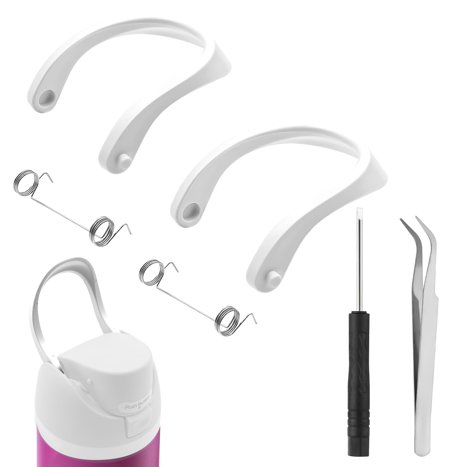 2pcs Handles for Owala FreeSip 24oz 32oz, Water Bottle Cap Carry Loop Handle, Replacement Parts for Owala Cup 16/25/40oz Easy Bottle Top Lid Cap Replacement Accessories, BPA-Free(White)-image-37