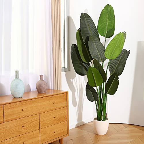 Fopamtri Artificial Bird Of Paradise Plant 6 Feet Fake Palm Tree With 13 Trunks Faux Tree For Indoor Outdoor Modern Decoration Feaux Plants In Pot For Home Office Perfect Housewarming Gift,2 Pack #TOP5