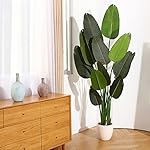 Fopamtri Artificial Bird of Paradise Plant 6 Feet Fake Palm Tree with 13 Trunks Faux Tree for Indoor Outdoor Modern Decoration Feaux Plants in Pot for Home Office Perfect Housewarming Gift - Image 3