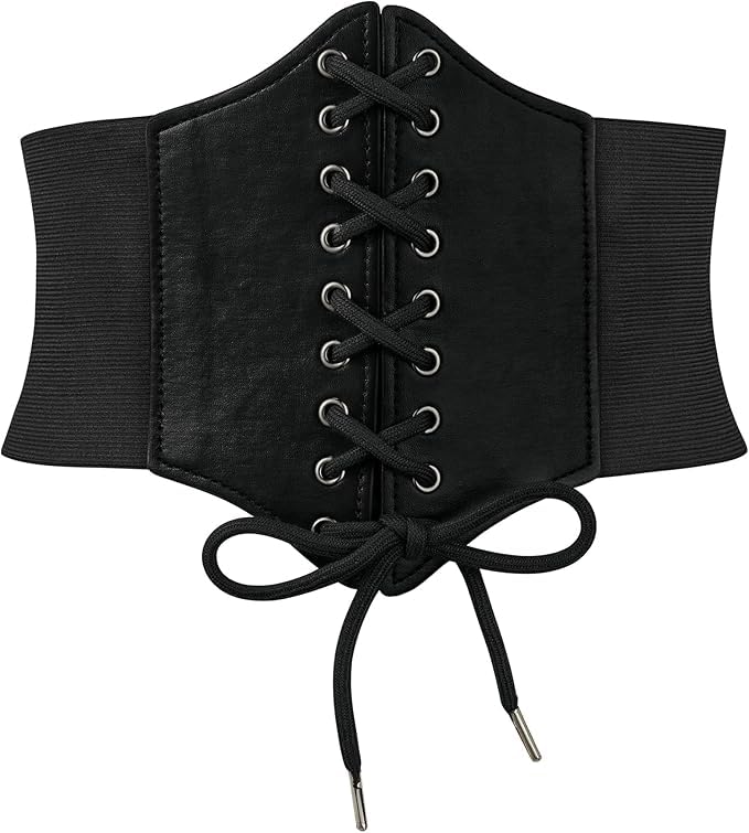 shine style Lace up Pirate Corset Belt for Women - Elastic Waist Belt-picture-54