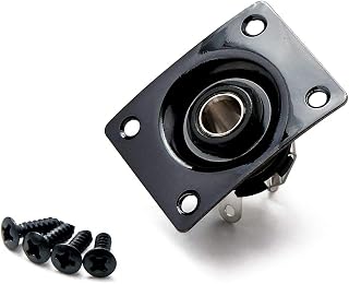 Metal 1/4" Guitar Output Jack Plate Input Jack Socket Replacement for Tele SG Electric Guitar Bass Parts (Black)