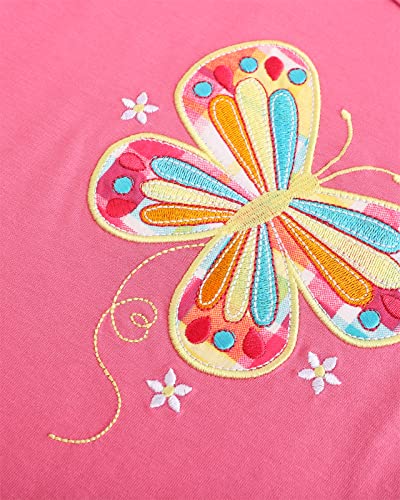 HILEELANG Girl Short Sets Summer Short Sleeve Pink Butterfly Tops Plaid Shorts Cotton Casual Playwear Outfits Clothing Sets Size 7