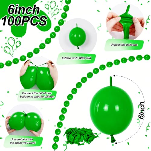 Image of Govpy Green Linking Balloons, 100PCS 6 Inch Kelly Green Quick Link Balloons