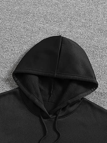 Image of Floerns Men's Graphic Print Long Sleeve Drawstring Hoodie Pullover Sweatshirt, Black Slogan, X-Large