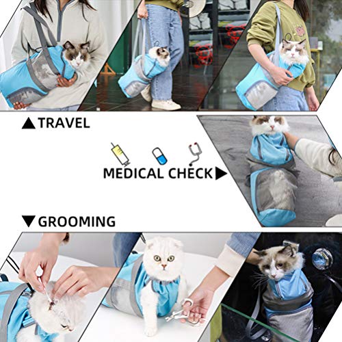 Baluue Saco de retenção para banho de cuidados com gatos para lavagem de unhas anti-mordida, bolsa a