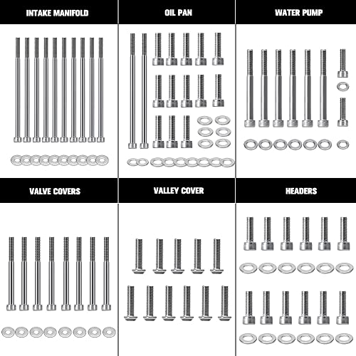 Ptnhz Ls Ls1 Ls6 Stainless Steel Engine Bolt Kit Bolts Gaskets Fasteners Kit Relacement For 98-02 Camaro Firebird 04 Gto #TOP3
