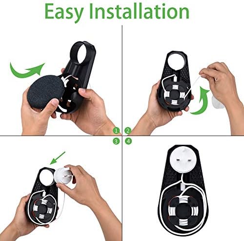 Enbiawit Google Home Mini Wall Mount Holder Compact Holder Plug in Kitchen Bathroom Bedroom Hide the Google Home Mini Cord (Black)