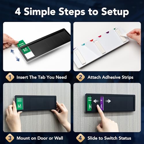 Plaque de porte de bureau Easy-Switch à 6 statuts interchangeables et coulissants
