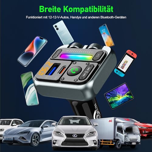 SOARUN 2025 Bluetooth 5.3 FM Transmitter, PD 45W & QC3.0 12W Schnelles Autoladegerät, Bluetooth...