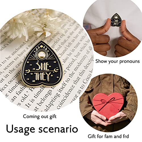 Image of LGBTQ Pronouns Heart Pin - Lgbtq Pins For Pride Parade, Daily Wear(Free 1pc Pride Sticker Included)