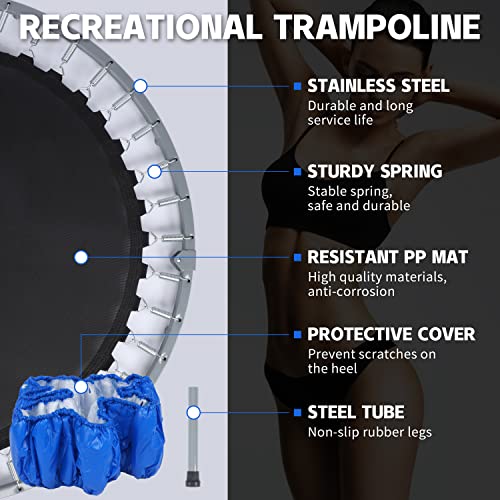 SILVER VALLEY 48'' Premium Fitness Trampoline Aerobic Exercise Folding Rebounder Rebounder with PVC Protective Cover, Exercise Bouncer for Kids Adults Indoor/Outdoor, Up to 125 KG (Blue) - Image 6