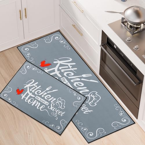 Fecialy Juego de 2 alfombras antifatiga para Cocina, Antideslizantes Acolchadas Lavables y c贸modas alfombras y felpudos para Cocina Alfombra para Chef de Granja, 40x60+40x120CM