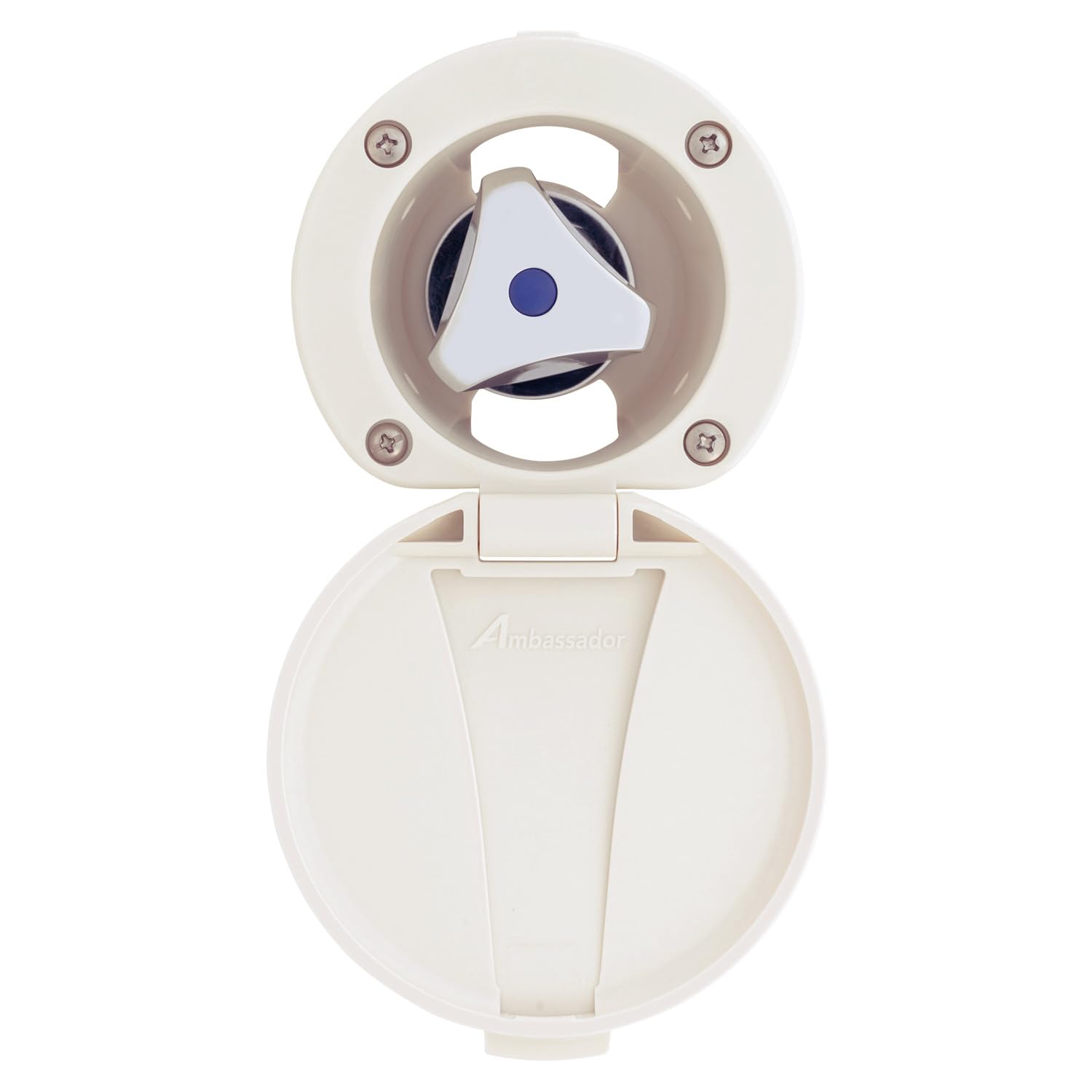 Ambassador Marine Trinidad- Recessed Control Valve (Cold Only), Warm White Cup & Lid, Chrome Trinidad Handle - 136-0209-CW-W