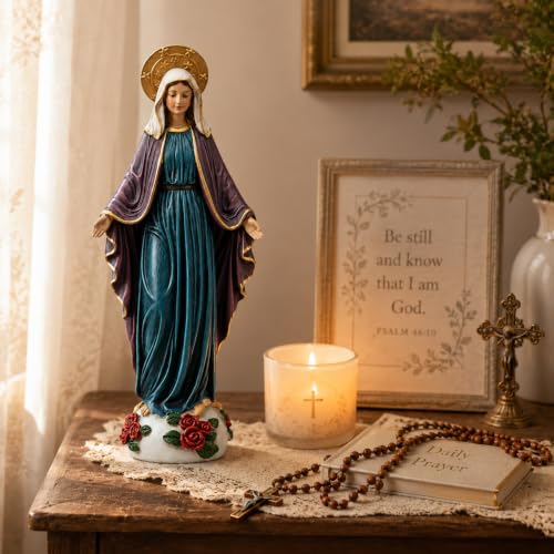 Figura Virgen María de 9 pulgadas en poliéresina miniatura 5
