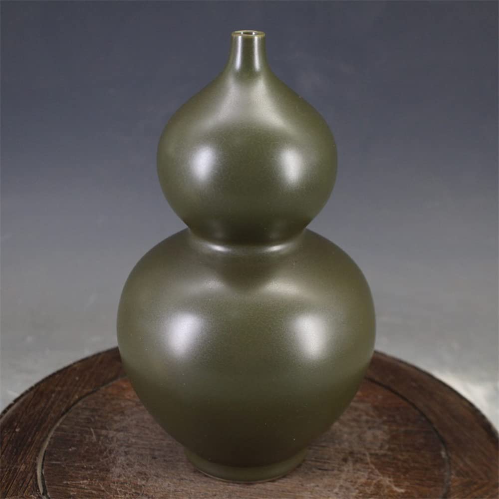 asdchZen Chinoiserie Tea Glaze Jingdezhen Porcelain Gourd Vase Antique Ornaments Monochrome Glaze Antique Porcelain Collection Ornaments Ceramic Vase Gift