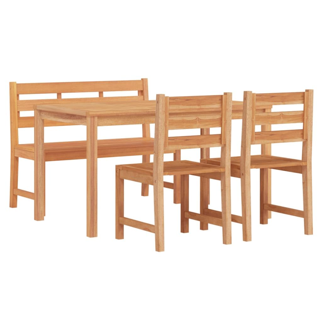 Set di 4 mobili da giardino in legno massello in teak, 140 x 80 cm, 2 sedie, design moderno, robusto, per piccole e terrazze e soggiorno