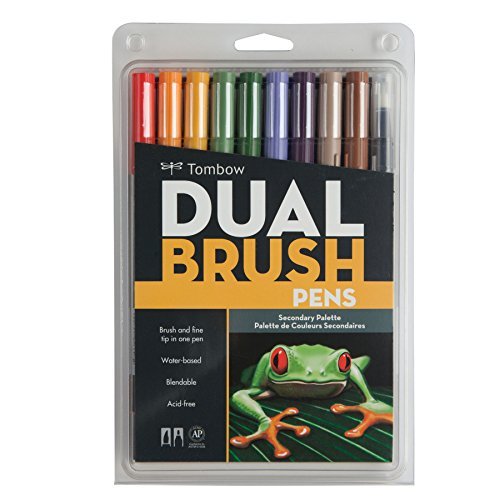 Image of Tombow Dual Brush Multicolor Pen Set, 10-Pack, Secondary Colors (56168)