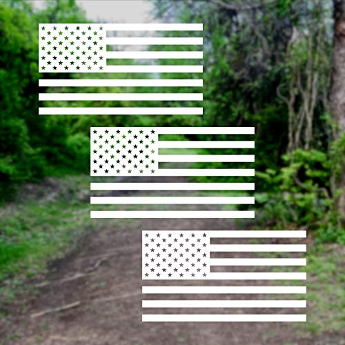 Image of American US Flag [Pick Color /Size] Vinyl Decal Sticker for Laptop /Car /Truck /Window /Bumper (7.5in x 4.2in [3-Pack], Matte White)