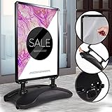 Soporte para póster A1 con ruedas, marco de aluminio, impermeable, doble cara, base resistente, color negro – caballete publicitario Sign Stand