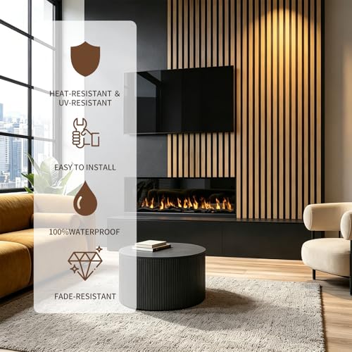 Paneles de pared estriados 3D autoadhesivos de espuma EVA con aspecto madera rollo de 98.5" 6