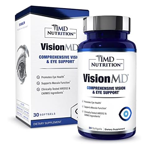 1MD Nutrition VisionMD Eye Vitamin CARMIS - Eye Supplement for Adults - with OptiLut Lutein & Zeaxanthin - Supports Vision Health Care, Everyday Eye Strain, & Occasional Dry Eye - 30 Softgels Cover