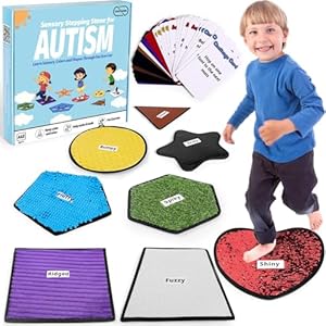 Garybank Sensory Mats for Autistic Children – 8 Pcs, w/48 Game Card to Improve Gross Motor Skills, Sensory Floor Tiles for Kids, Autistic Gifts for Kids with Autism, ADHD Learning Materials