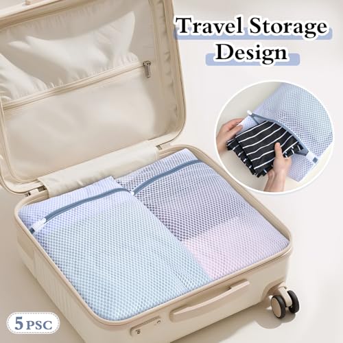 Heavy-Duty-Honeycomb-Mesh-Laundry-Bags-5-Pack-2x-1216-2x-1620-1x-2024-Delicates-Wash-Bags-for-Lingerie-Baby-Clothes