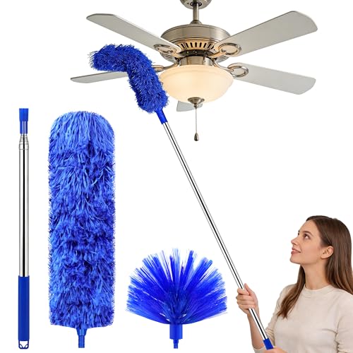Staubwedel Teleskop Staubwedel mit teleskopierbarer - Verlängerungsstange 82 Zoll,Wiederverwendbare, waschbare Staubwedel zur Reinigung von hohen Decken, Deckenventilatoren, Spinnweben und Jalousien
