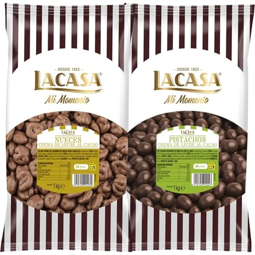 Lacasa Mi momento Pack 2 kg: deliciosas bolas de Nuez con chocolate con Leche y Pistachos con chocolate Leche
