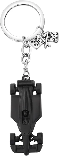 Zuo Bao 3D F1 Race Car Keychain with Racing Flag Charm Earrings Car Racing Gift Drag Racing Keyring Gift for Her