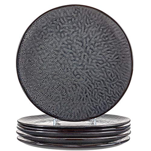 LEONARDO HOME 018565 MATERA 6er Set Teller, Keramik, anthrazit