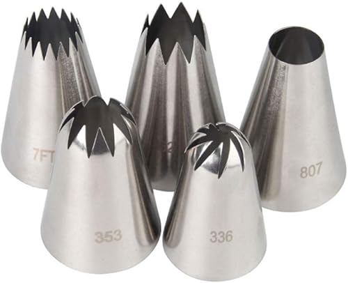Miniatura 5 de FantasyDay 5 piezas de tubos de acero inoxidable puntas de tuberías boquillas de decoración de pasteles suministros de decoración de galletas,