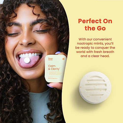 Neuro Calm & Clarity Mints - GABA L-Theanine Stress Supplement with Vitamin D3 - Non-Drowsy, Functional Calming Mints for Mood, Mental Clarity & Cognitive Function - Honey Lemon, 72 ct - Image 6