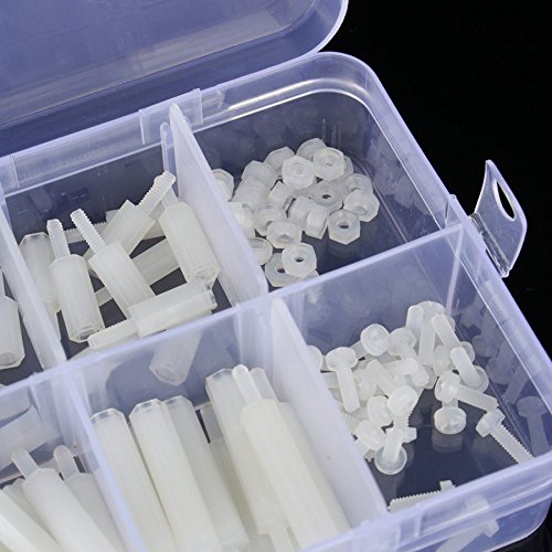 140Pcs/Set M2 Nylon Hex Spacers Screws Nuts Kit Plastic Stand off Assortment Set