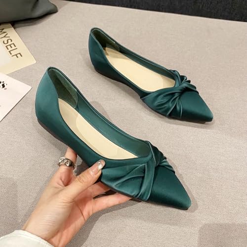 Womens Pointed-Toe Bow Flats Soft Mary Jane Ballet Flats for Women Dressy Shoes4