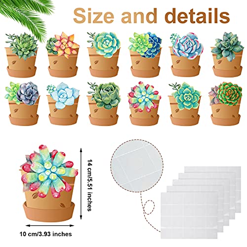 60 Pieces Potted Succulents Cut-Outs Watercolor Succulents Cutouts 12 Styles Succulents Accents Decor Succulent Bulletin Board Paper-Cuts Classroom Wall Party Decoration With 100 Glue Point Dots #TOP1