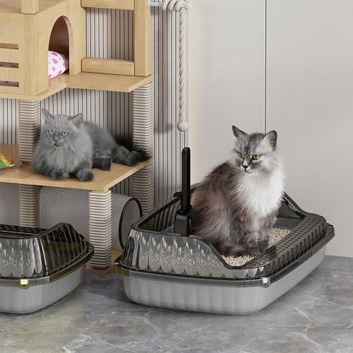Arenero semi cerrado para gatos con borde alto y pala miniatura 6