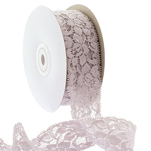 Ribbon Traditions 1.5" Stretch Elastic Lace Trim Taupe 25 Yards