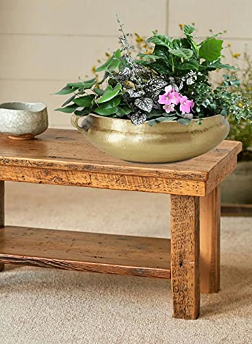 Serene Spaces Hammered Gold Handi Bowl - Brass Decorative Bowl for Diwali, Living Rooms, Weddings, Restaurants - 5.25" Tall, 15.75" Diameter - Fruit Bowl