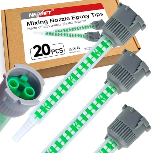20 boquillas mezcladoras de epoxi, boquillas mezcladoras adhesivas para cartucho dual 1:1, boquillas de plástico desechables de 50 ml para cartuchos adhesivos de pegamento de resina y aplicaciones de