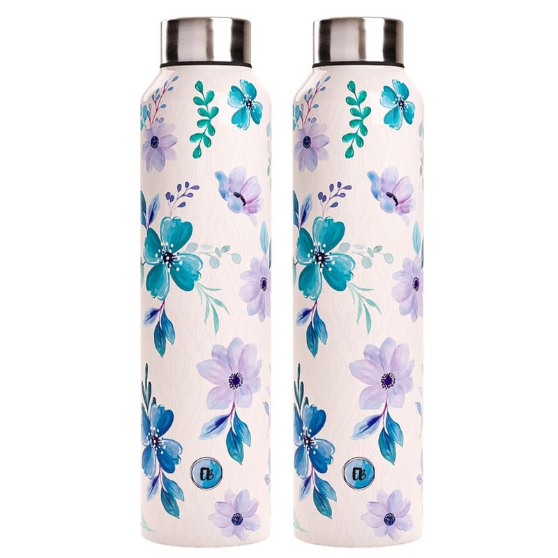 EB-Everything Beautiful Stainless Steel Water Bottle 1 Litre Pack of 2 Leakproof Office Fridge Gym Dance Travel School Home Refrigerator For Kids Men Women Girls and Boys (1L, White Flower) (B0D6CKXLPC) Amazon Price History, Amazon Price Tracker