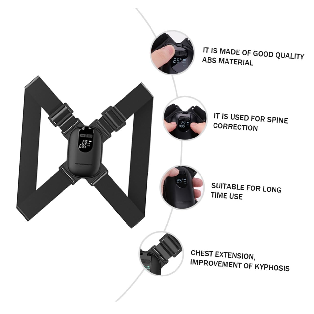 FRCOLOR 2 Sets Posture Belt Posture Strap Posture Trainer Band Electronic Posture Brace Straightener Body Posture Belt for Black Abs