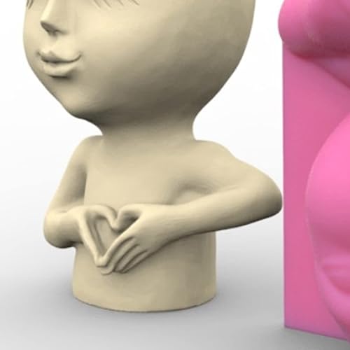 Miniatura 8 de Love Girl - Molde de silicona de yeso para suculentas, maceta de hormigón, florero, yeso, cemento, arcilla, soporte para velas, molde para