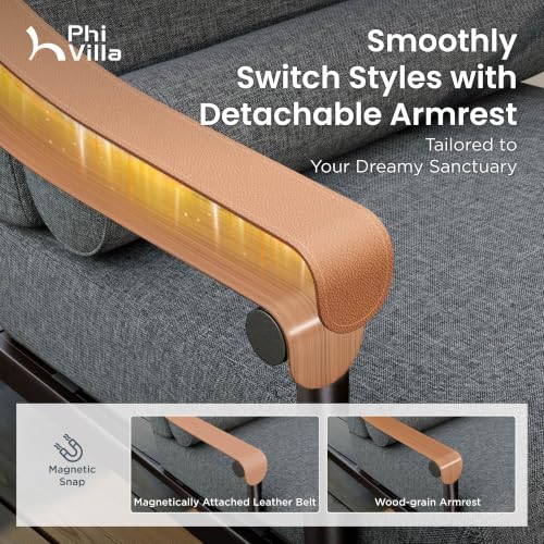 Image of PHI VILLA Modern Outdoor Sofa with Extra Thick 6.3 inch Cushion,Deep & Wide Seat Patio Couch for Deck Front Porch Backyard