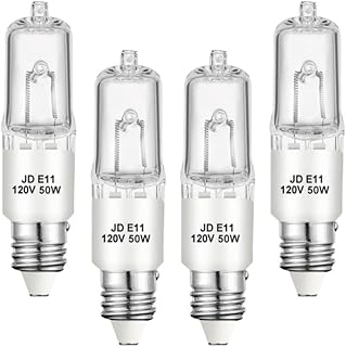 ETUOLMP E11 Halogen Bulb JDE11 120v 50w 2700K Dimmable Halogen Light Bulbs 4 Pack T4 E11 Light Bulb for Ceiling Fan,Harbor Breeze,Mini Candelabra,Chandeliers etc.