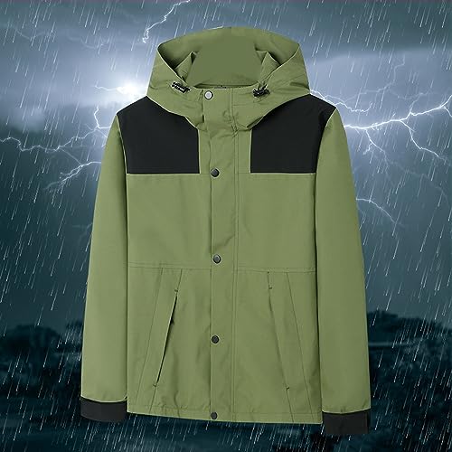 Veste imperméable homme coupe-vent et respirante softshell à capuche vert M - 3