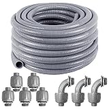 Liquid-Tight Conduit 50 ft and 8 Pieces of Connector Kit,Electrical Conduit 1/2 Flexible Non Metallic Conduit...