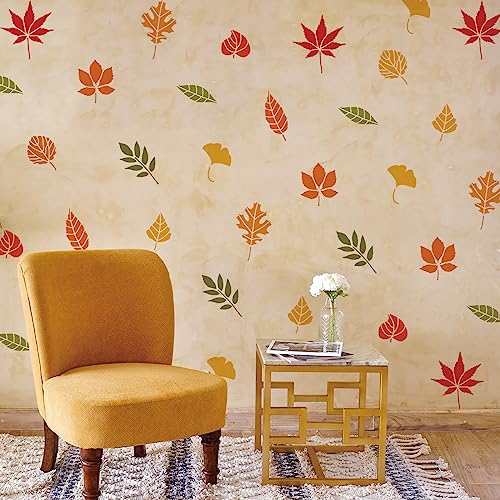 INFUNLY Plant Wall Stencils, Autumn Leaf Flower Set, 12x12" Leaves Wall Stencil, Reusable for Painting on Wood Paper, Canvas - Image 4